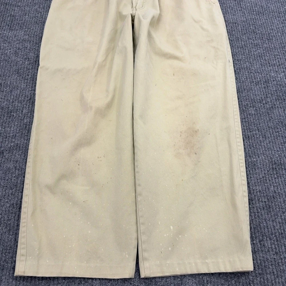 Vintage Bugle Boy Pants Mens 30x30 Khaki Cotton Pleated Chino Casual 90s Style
